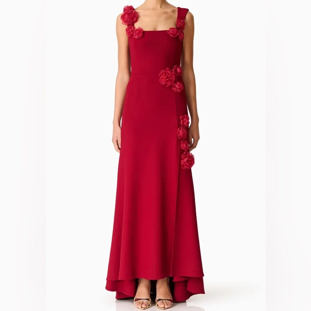 Nwt Elliatt Evanora Flower Appliqu Gown Red Sz Large